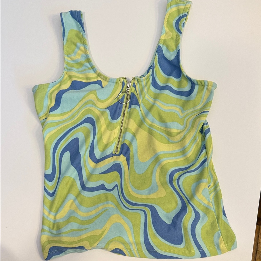 Rue21 Vibrant Swirl Tank Top with Zipper